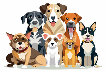 Obraz premium A Group of Six Adorable Dogs Sitting Together