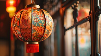 Asian pattern design on a traditional lantern