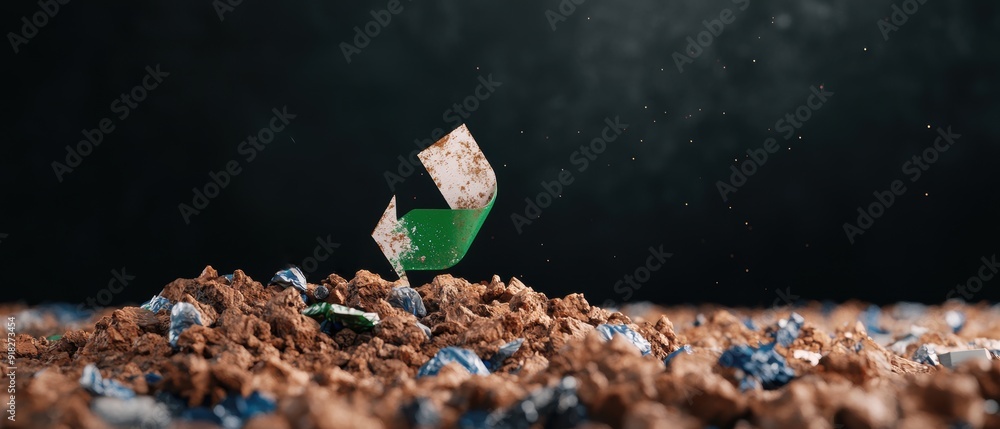 Poster community-driven recycling programs animation with copy space for text in grunge splash dust - envir
