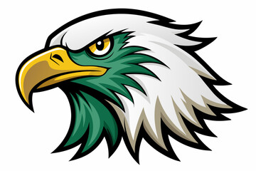 Obraz premium Cartoon Eagle Head with Sharp Eyes and Green Feathers