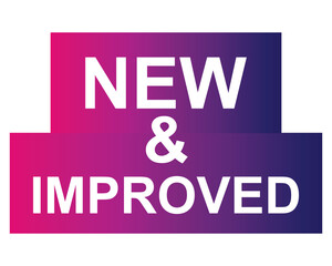 new & improved button on white background. new & improved button sign