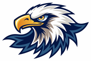 Fototapeta premium Cartoon Bald Eagle Head with Blue and Gray Feathers