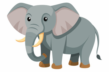 Fototapeta premium Cartoon Illustration of a Grey Elephant with Large Ears and Tusks
