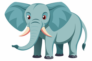 Naklejka premium Cartoon Illustration of a Grey Elephant with Red Eyes