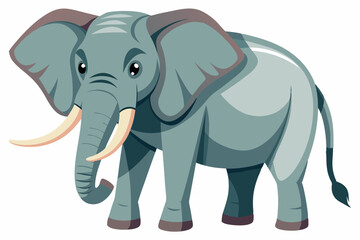 Fototapeta premium Cartoon Illustration of a Gray Elephant with Large Ears and Tusks