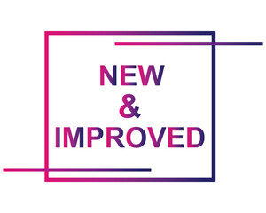 new & improved button on white background. new & improved button sign