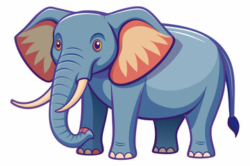 Obraz premium Cartoon illustration of a blue elephant with large ears