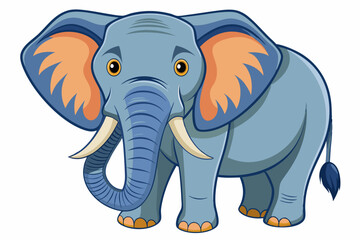 Naklejka premium Cartoon Illustration of a Gray Elephant with Large Ears
