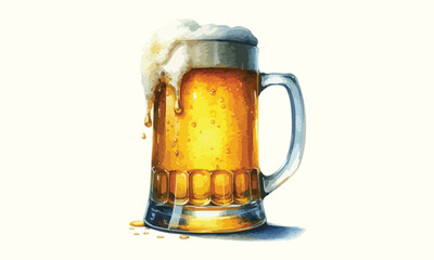 free drink, watercolor mugs of beer, alcohol drinks, hand drawn illustration, watercolor mugs of beer