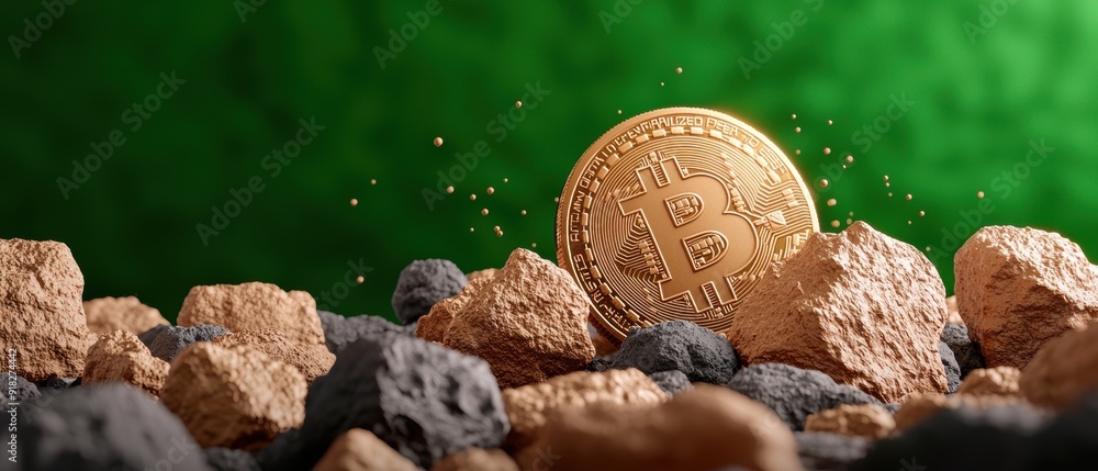 Poster global cryptocurrency adoption animation with copy space for text and grunge splash dust -