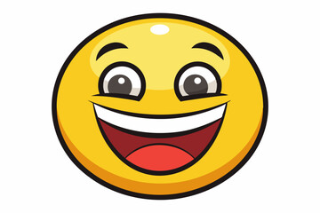 Fototapeta premium Cartoon Yellow Smiley Face with Open Mouth and Big Eyes