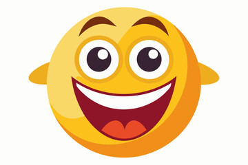 Fototapeta premium Yellow Cartoon Face with Big Smile and Wide Eyes