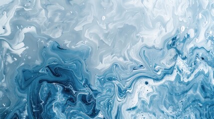 Canvas with a gradient silver and blue marble design, enhanced by fluid ink and water-like textures.