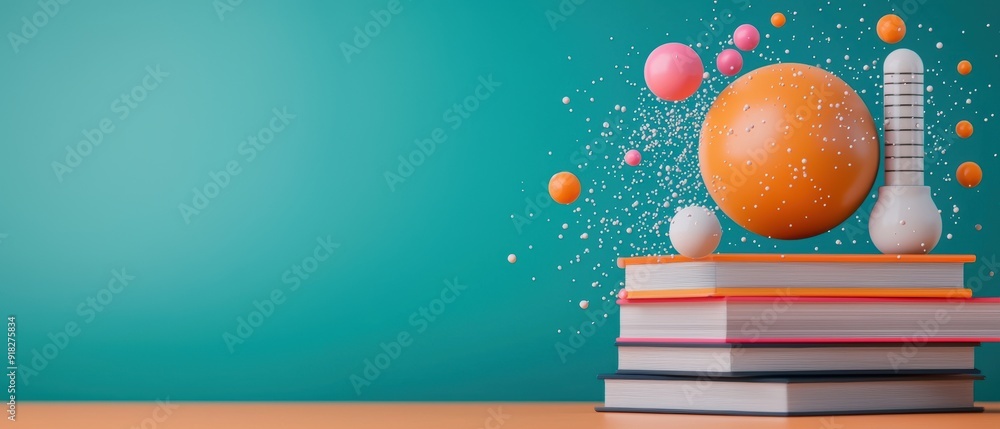 Poster exploring stem education in a colorful world - cartoon style with copy space for text