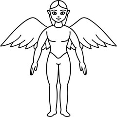 Angel full body art vector illustration