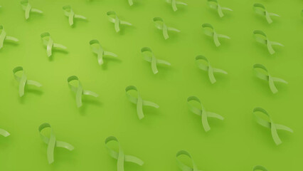 lymphoma Cancer Day Background containing voluminous green ribbons. 