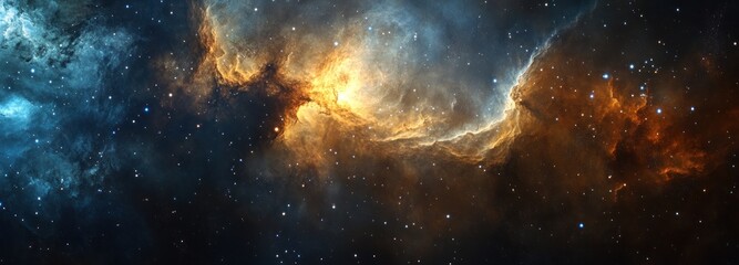 Fototapeta premium Cosmic Nebula with Scattered Stars and Glowing Gas