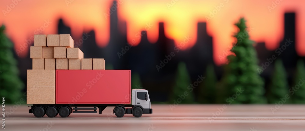 Poster streamlined logistics and supply chain optimization in urban settings - with copy space for design