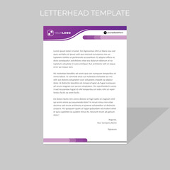 letterhead design template simple minimal rounded shape style in purple color scheme.eps