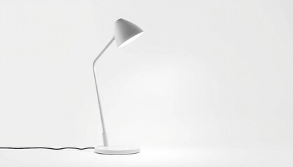  Elegant modern white desk lamp on plain white background.