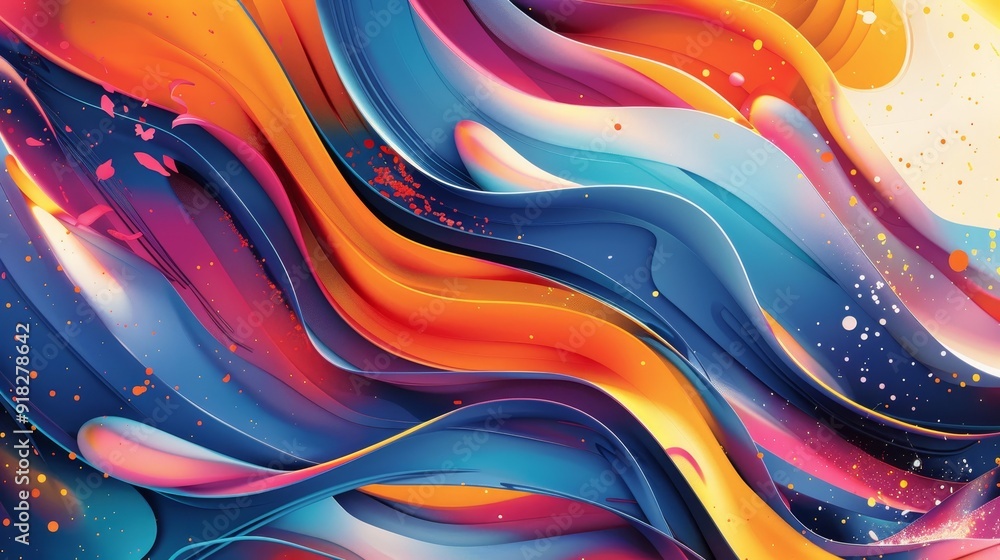 Poster vibrant abstract design with dynamic and flowing shapes