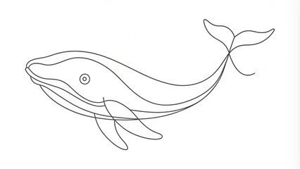 Fototapeta premium Continuous Line Drawing of a Whale