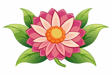 Pink Flower with Green Leaves