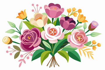 Fototapeta premium A Colorful Bouquet of Pink, Purple, and Yellow Flowers