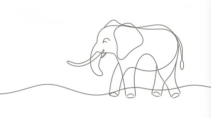 Obraz premium Continuous Line Drawing of an Elephant