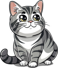 Obraz premium A cartoon cat with white stripes clipart cat