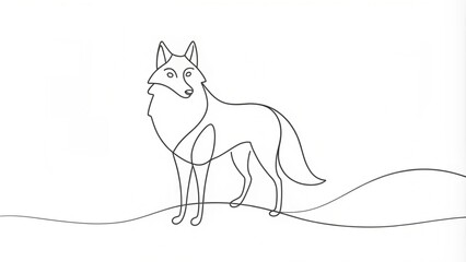 Obraz premium Continuous Line Drawing of a Wolf