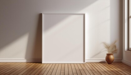 Blank poster mockup with Three frames on an empty white wall in living room interior, Living room, 3D Rendering