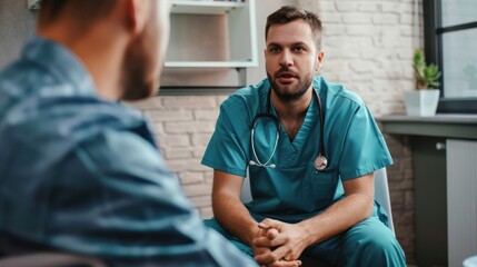 Interviewer asking questions to a nurse candidate.