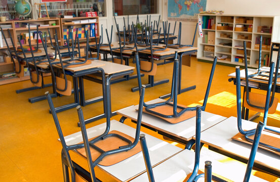 Cleaned empty classroom during holidays in a school