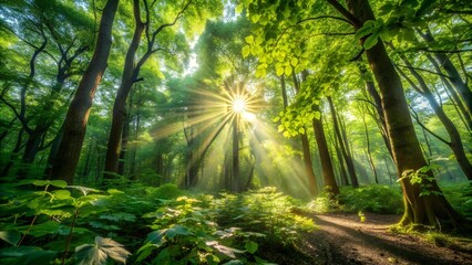 Obraz premium Sun-Dappled Leaves Whispering Secrets AI generated