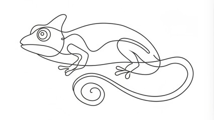 Obraz premium Continuous Line Drawing of a Chameleon