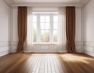 Obraz premium Empty white horizontal rectangle poster mockup with soft hawthorn leaves shadows on neutral light grey concrete wall background. Flat lay, top view 3D illustration