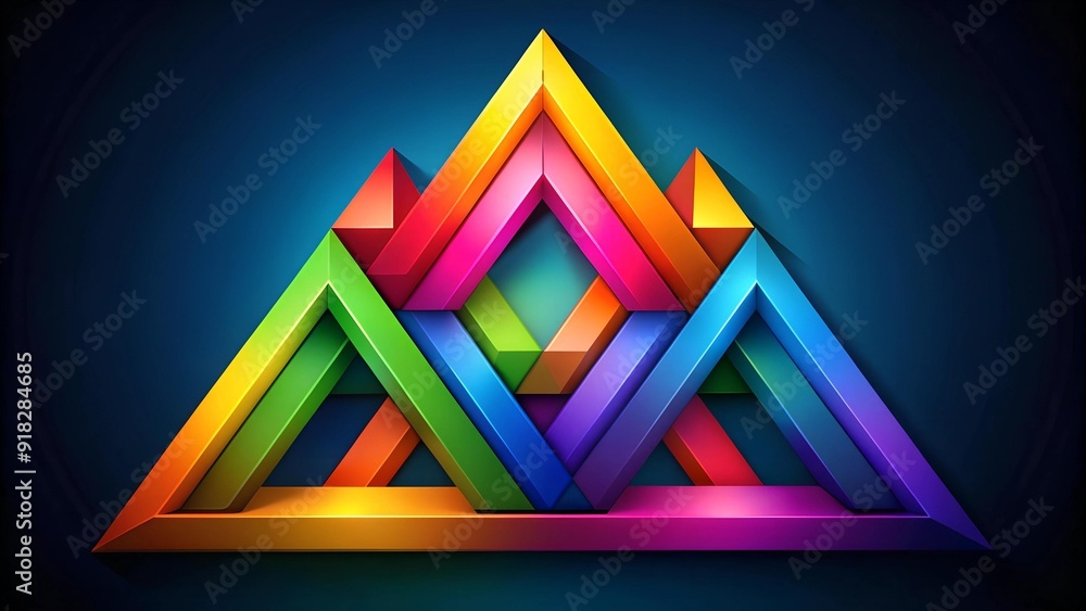 Poster vibrant interlocking triangles: a symphony of color and form generative ai