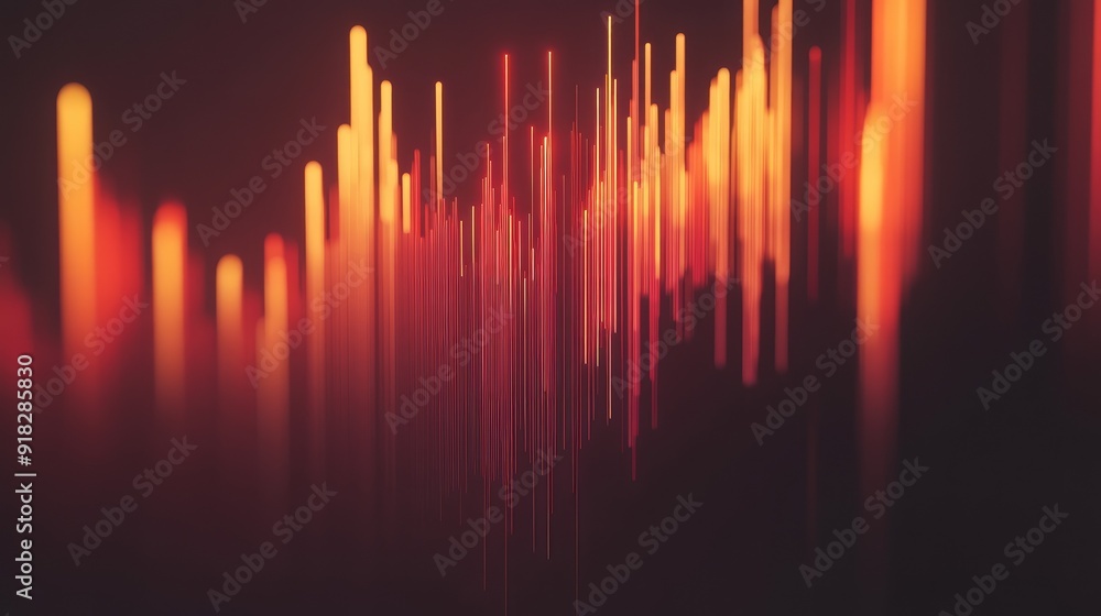 Poster abstract lines of light create a vibrant visual resembling sound waves in dynamic colors of orange a