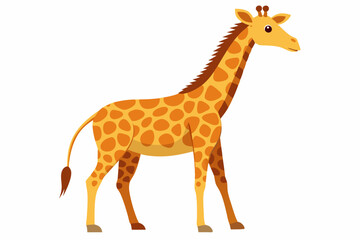 Fototapeta premium Cartoon Giraffe with Orange and Brown Spots Standing on White Background