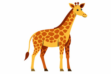 Naklejka premium Cartoon Giraffe with Brown Spots and Long Neck