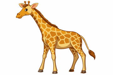 Obraz premium Cartoon Giraffe with Brown Spots and a Long Neck