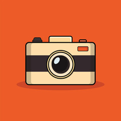 Retro photo camera illustration digital camera with a solid color background