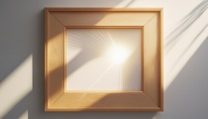 Single blank vertically oriented rectangular picture frame with thin white border hanging on white wall. 3D illustration.