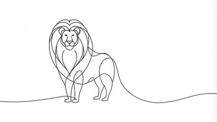 Obraz premium Continuous Line Drawing of a Lion