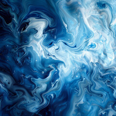 Obraz premium Swirling Abstract Blue and White Paint Pattern