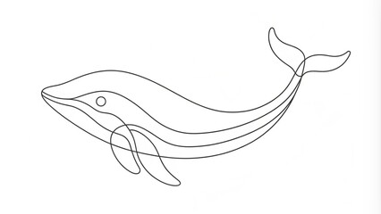 Obraz premium Continuous Line Drawing of a Whale