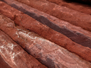 A collection of concrete tile is arranged on one another