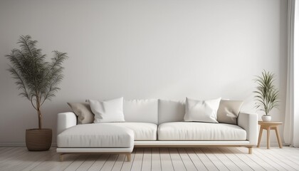 Fototapeta premium White vertical frame on white wall. 3d illustration.