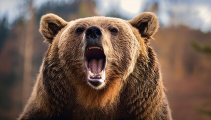 Fototapeta premium A bear with its mouth open, widely